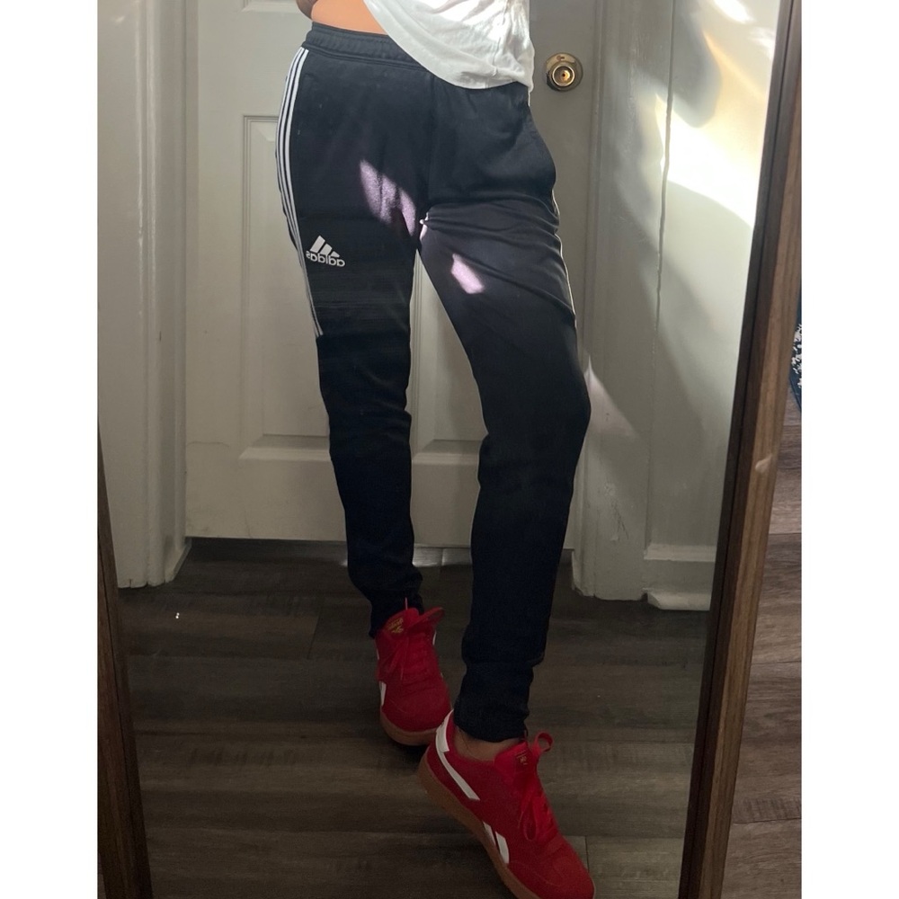Adidas Black Joggers with White Stripes - Picture 2 of 6